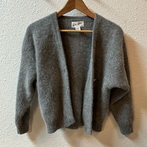 VTG JOIA HIN 100% Angora fuzzy grey cardigan